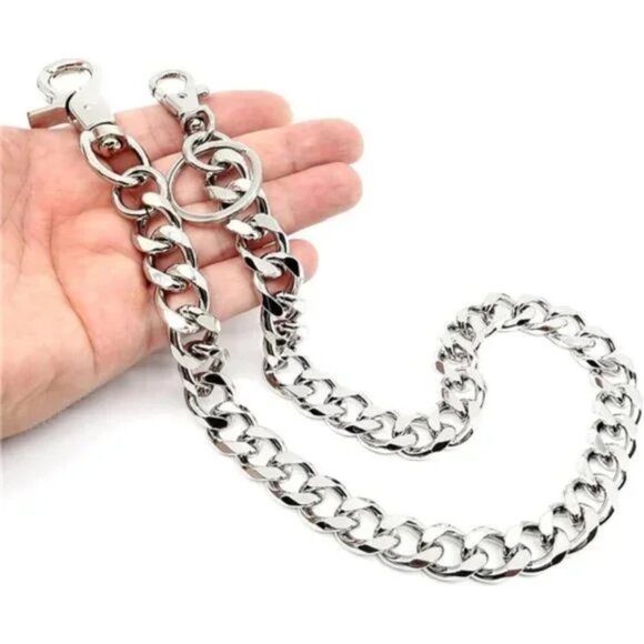 Wallet Chain Biker Motorcycle Pants Jean Punk Goth Key Chain Th05-silver Unisex - Picture 6 of 9